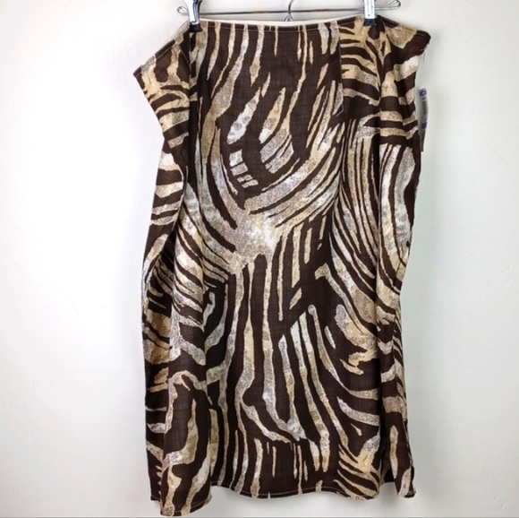 STYLE & CO Brown Tan & Cream Zebra Print 100% Cotton Summer Skirt SZ 18 NWT - Picture 11 of 14